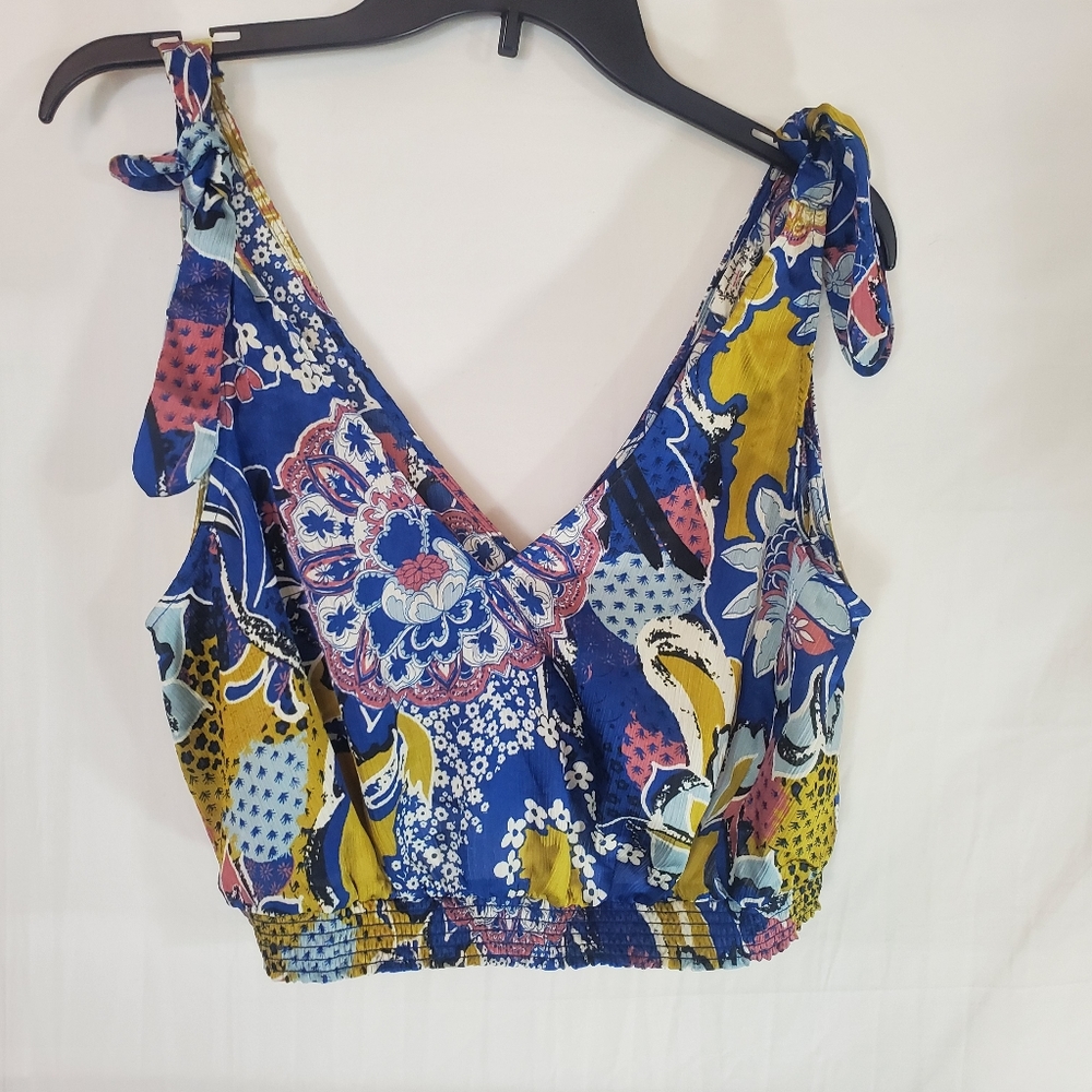 Free People Women's Large Floral Crop Tie Strap Tank Top New with Tags - Picture 5 of 5